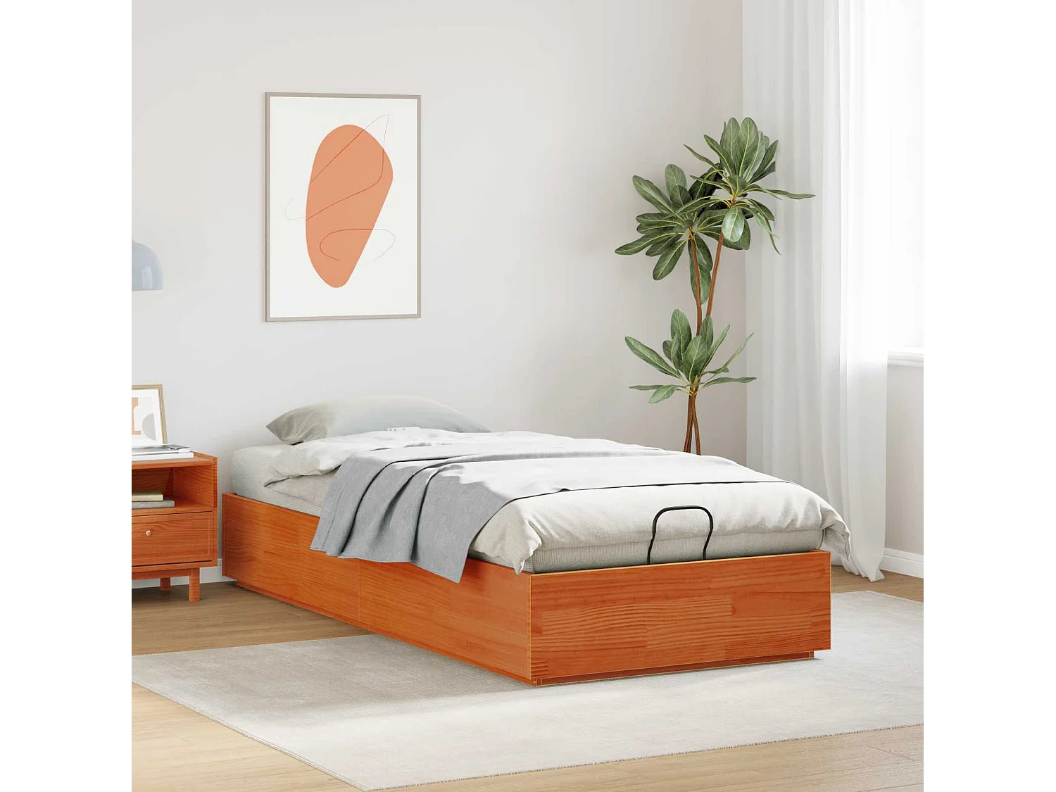 Berkfield Ottoman Bed Frame Wax Brown 80 x 200 cm Solid Pine Wood