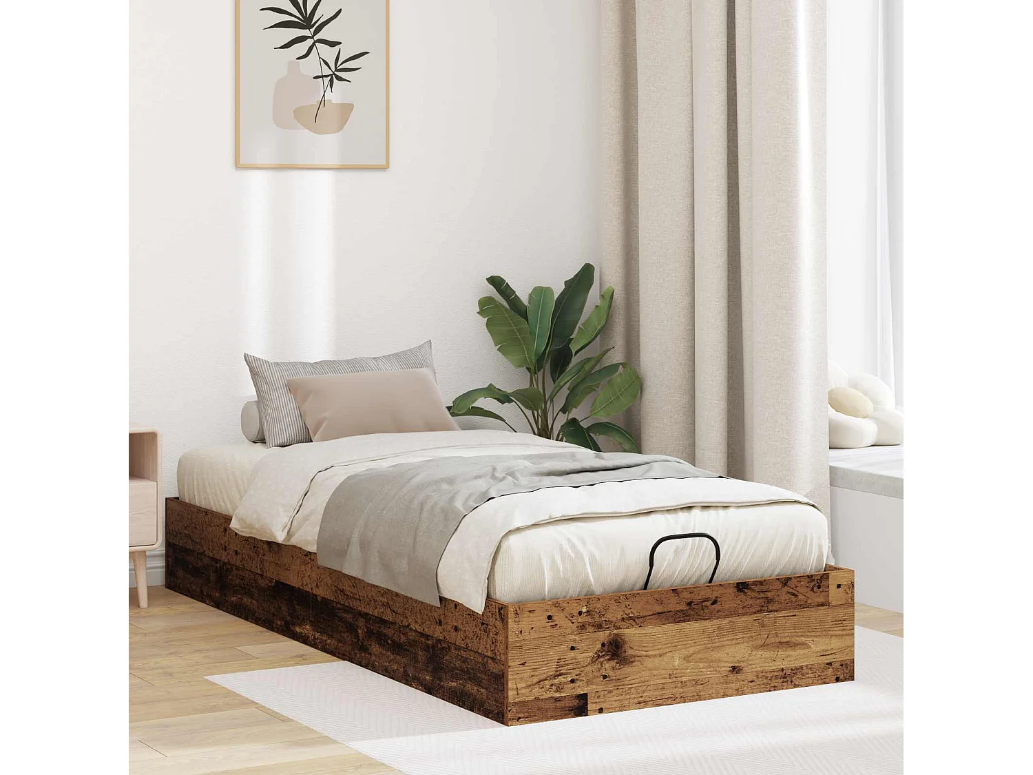 Berkfield Ottoman Bed Frame Old Wood 80.5 x 200 cm Engineered Wood