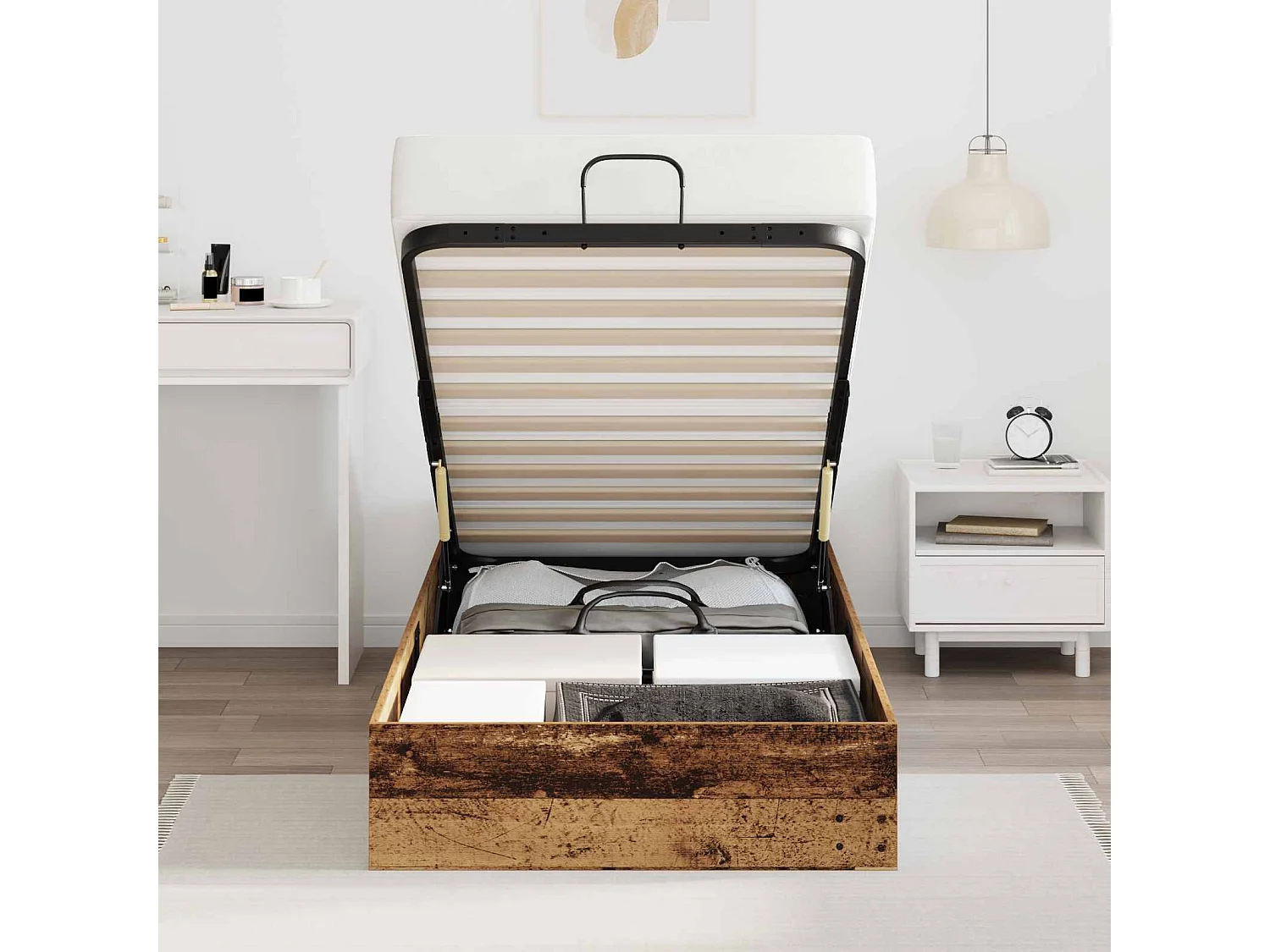 Berkfield Ottoman Bed Frame Old Wood 80.5 x 200 cm Engineered Wood