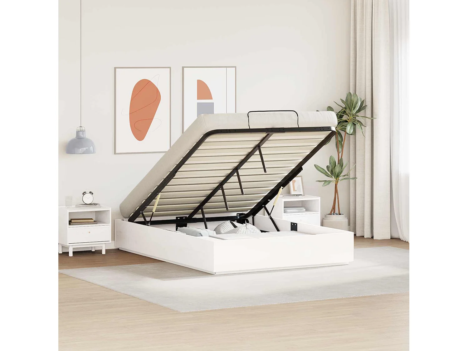 Berkfield Ottoman Bed Frame White 140 x 200 cm Solid Pine Wood