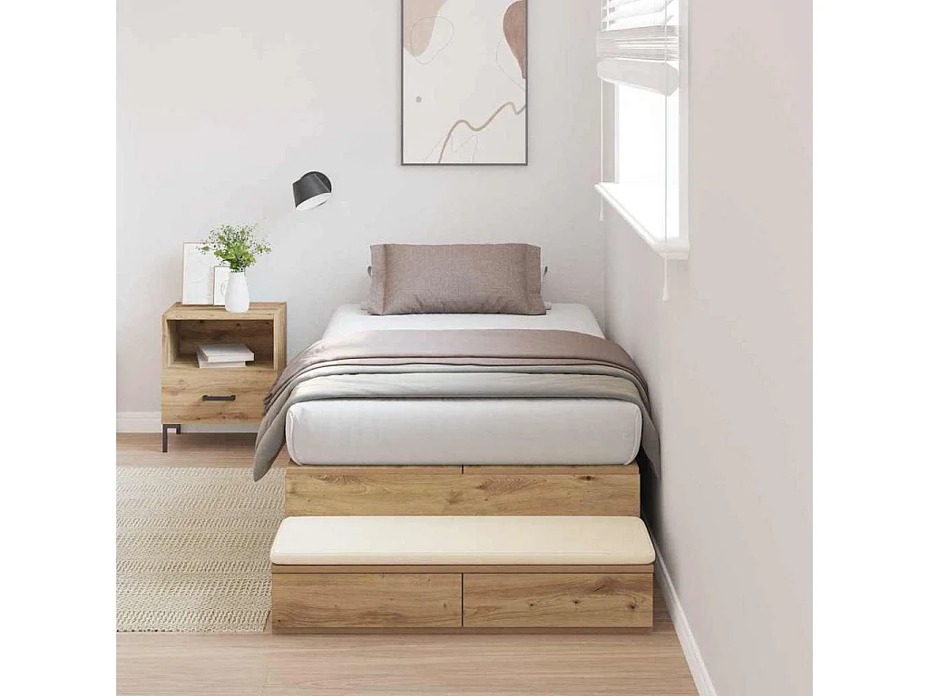 Berkfield Storage Bed Frame Artisan Oak 100 cm Engineered Wood
