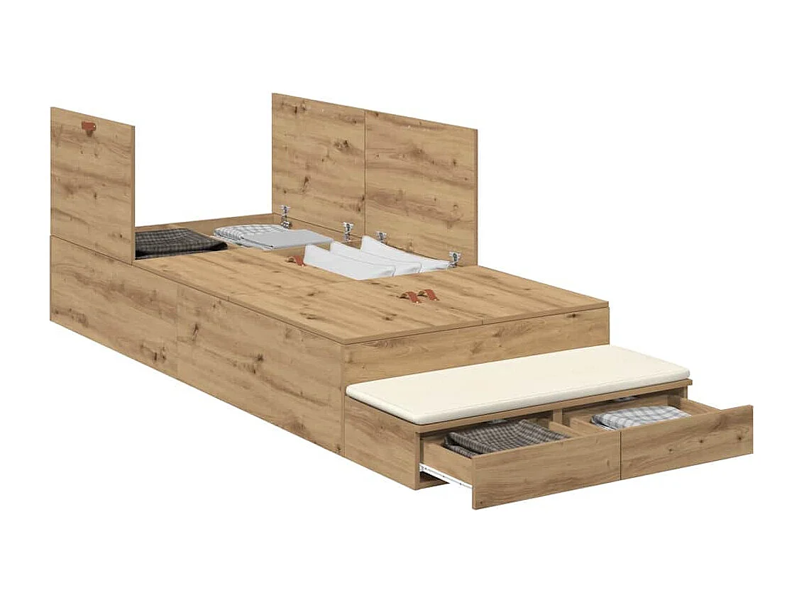 Berkfield Storage Bed Frame Artisan Oak 100 cm Engineered Wood
