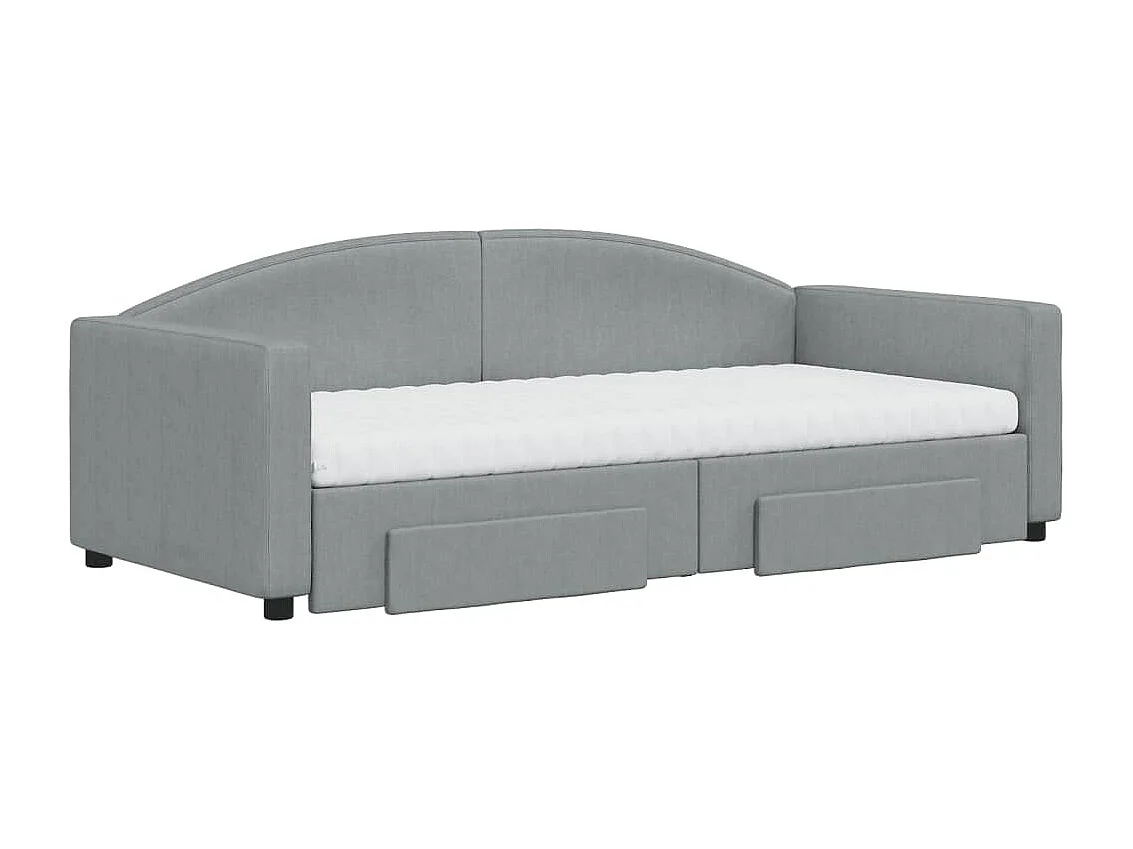 Berkfield Daybed with Trundle and Drawers Light Grey 90x190 cm Fabric
