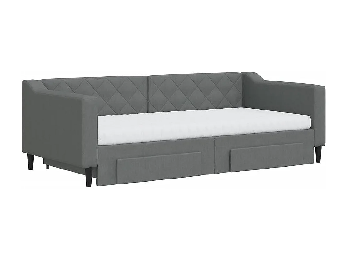Berkfield Daybed with Trundle and Drawers Dark Grey 90x190 cm Fabric