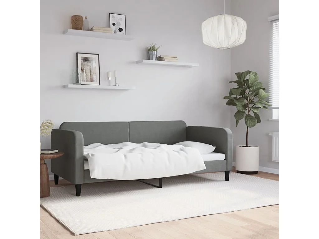 Berkfield Day Bed without Mattress Dark Grey 90x190 cm Single Fabric
