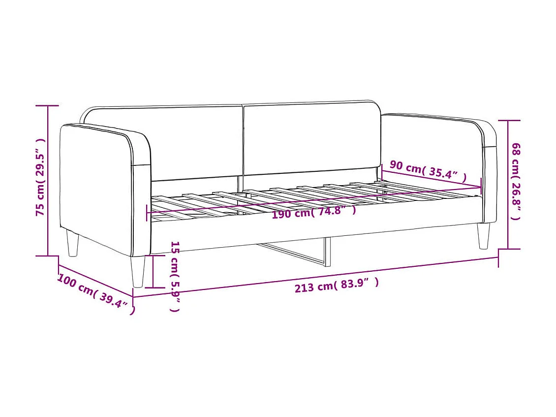 Berkfield Day Bed without Mattress Dark Grey 90x190 cm Single Fabric