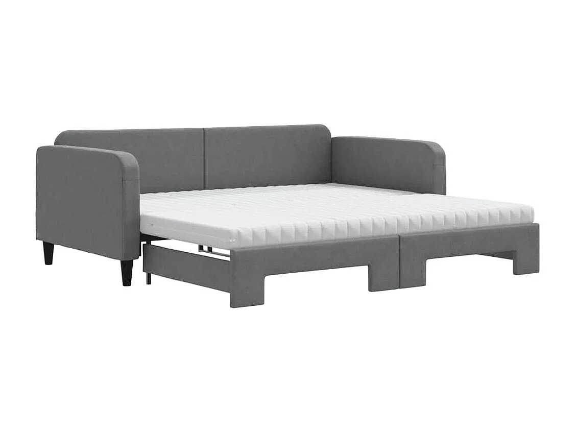 Berkfield Daybed with Trundle and Mattresses Dark Grey 90x190 cm Fabric