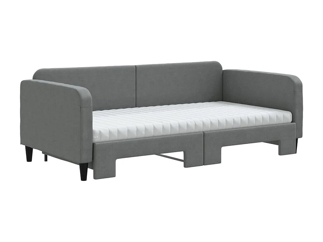 Berkfield Daybed with Trundle and Mattresses Dark Grey 90x190 cm Fabric