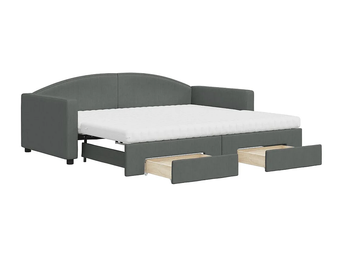 Berkfield Daybed with Trundle and Drawers Dark Grey 90x190 cm Fabric