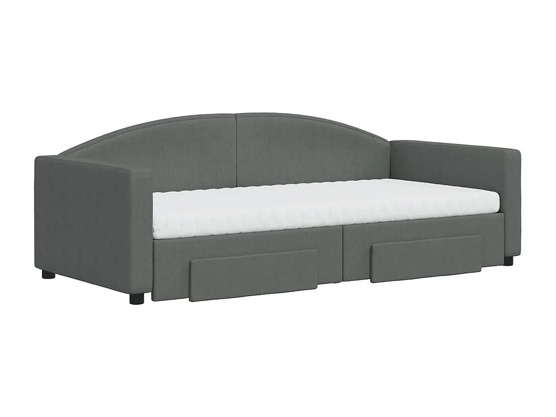 Berkfield Daybed with Trundle and Drawers Dark Grey 90x190 cm Fabric