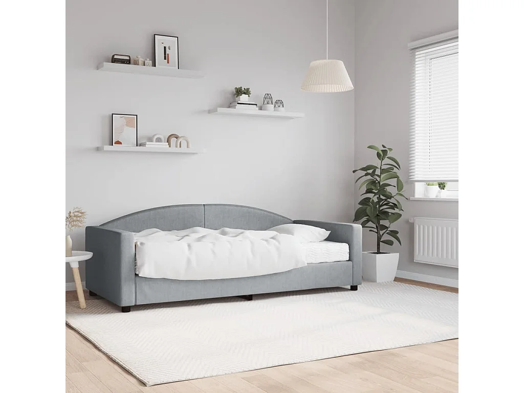 Berkfield Daybed with Mattress Blue Light Grey 90x190 cm Fabric