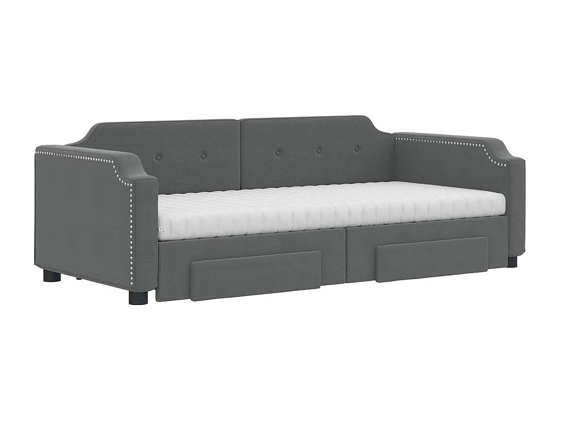 Berkfield Daybed with Trundle and Drawers Dark Grey 90x190 cm Fabric