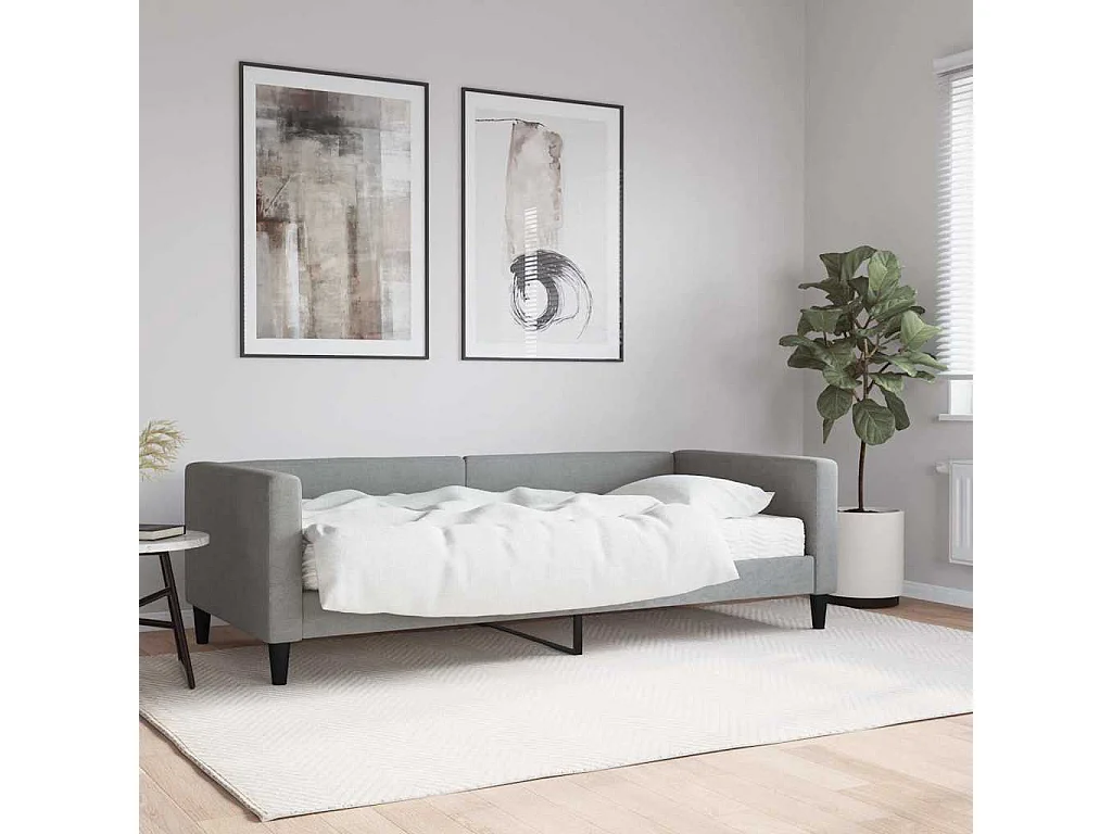 Berkfield Daybed with Mattress Light Grey 90x190 cm Fabric