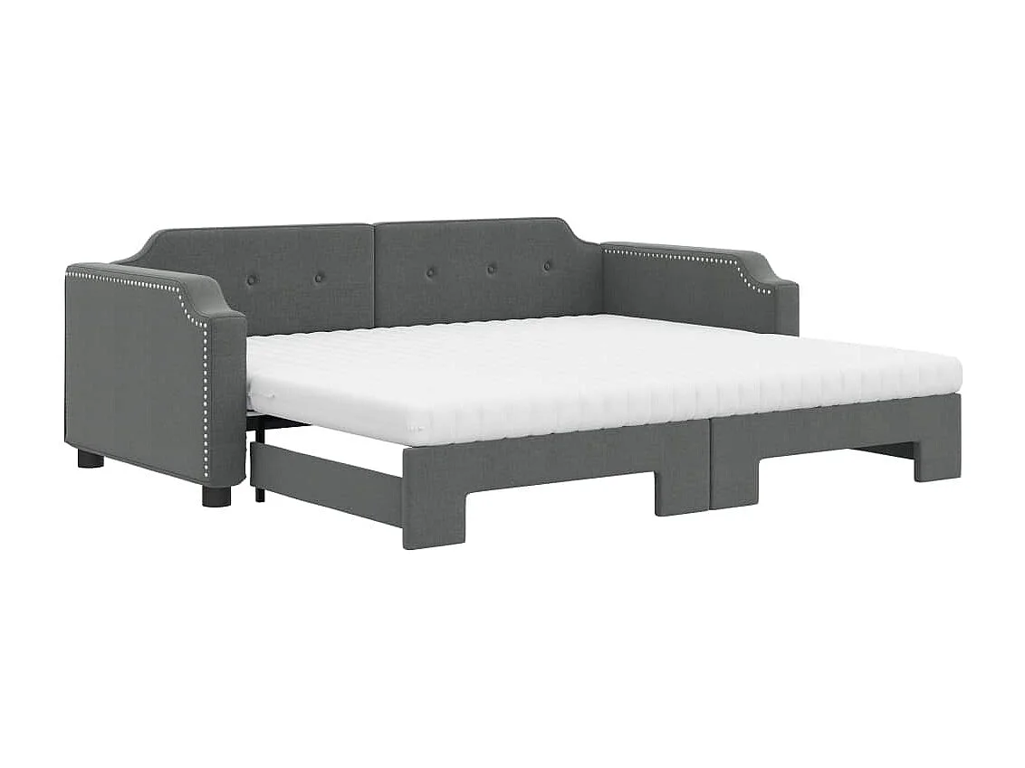 Berkfield Daybed with Trundle and Mattresses Dark Grey 90x190 cm Fabric