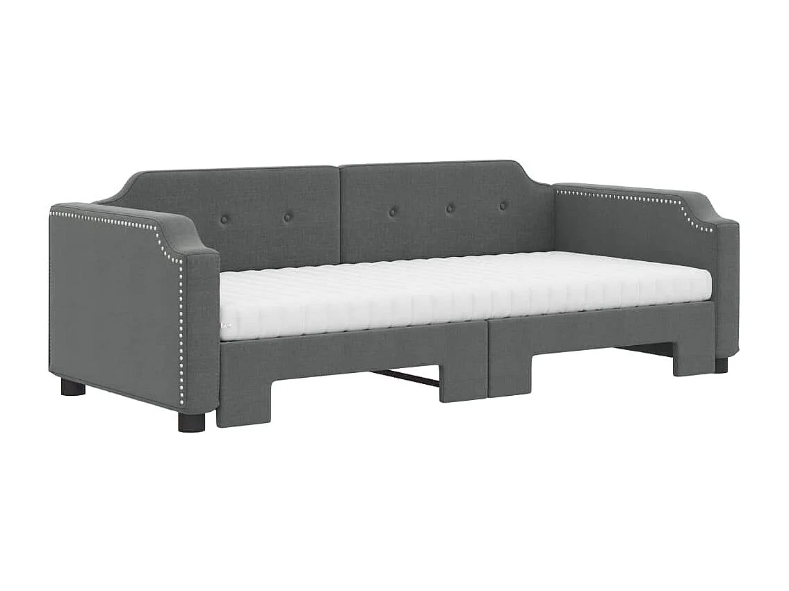 Berkfield Daybed with Trundle and Mattresses Dark Grey 90x190 cm Fabric