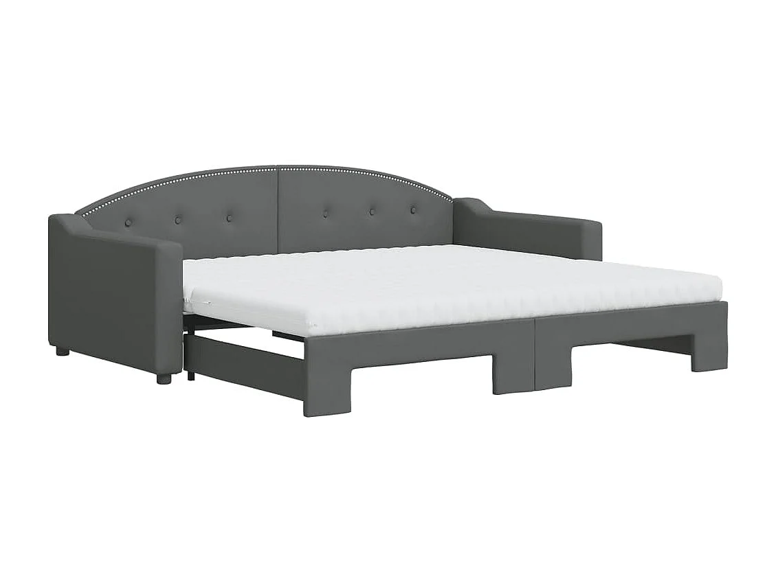 Berkfield Daybed with Trundle and Mattresses Dark Grey 90x190 cm Fabric