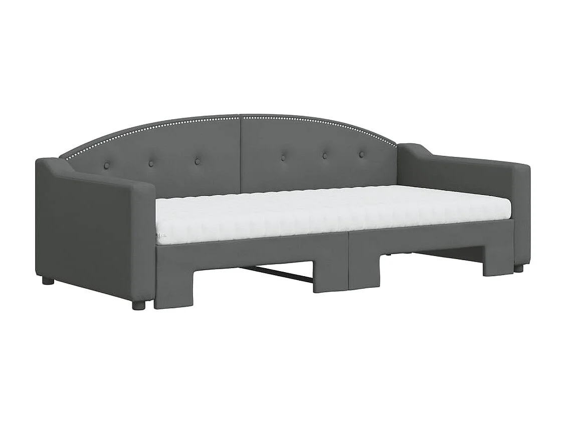 Berkfield Daybed with Trundle and Mattresses Dark Grey 90x190 cm Fabric