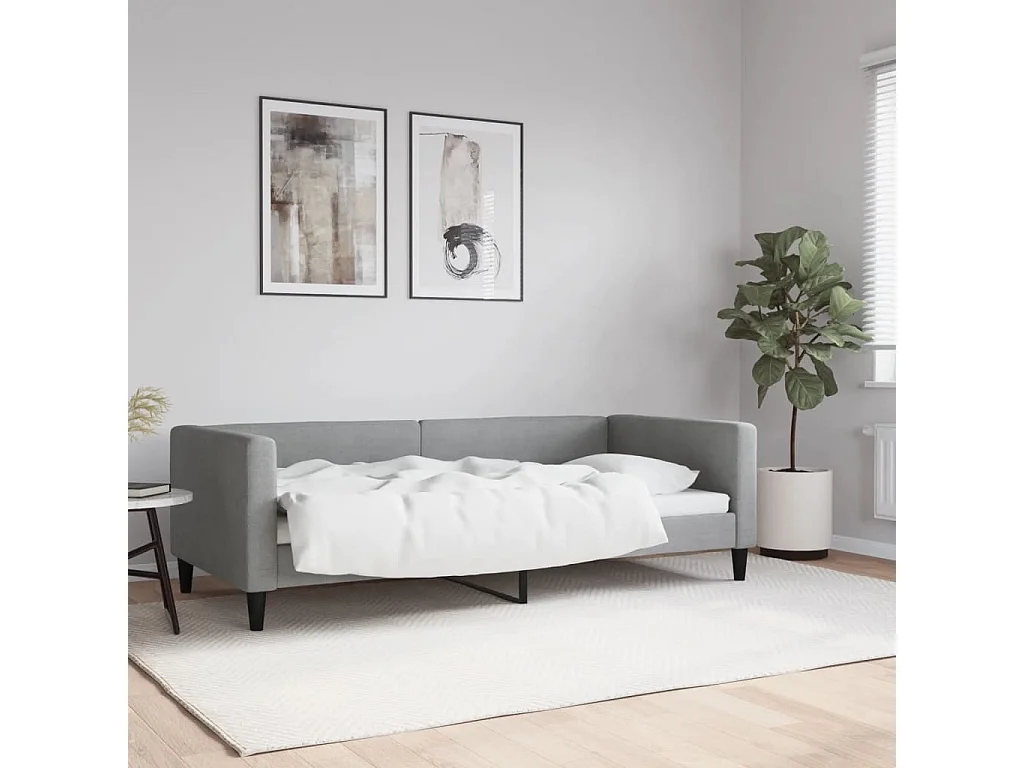 Berkfield Day Bed without Mattress Light Grey 90x190 cm Single Fabric