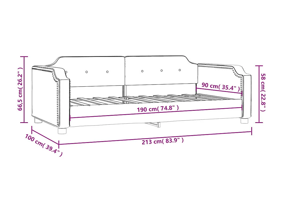 Berkfield Day Bed without Mattress Dark Grey 90x190 cm Single Fabric