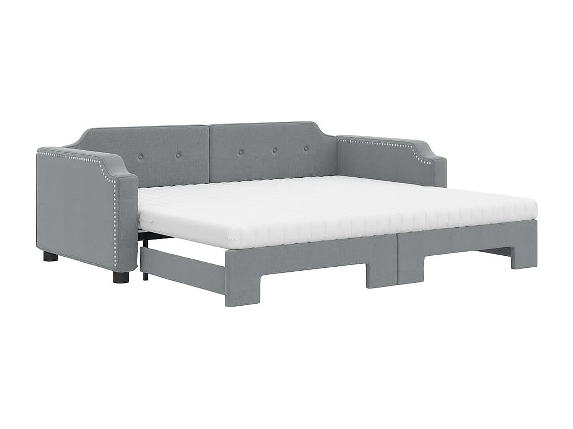 Berkfield Daybed with Trundle and Mattresses Light Grey 90x190 cm Fabric