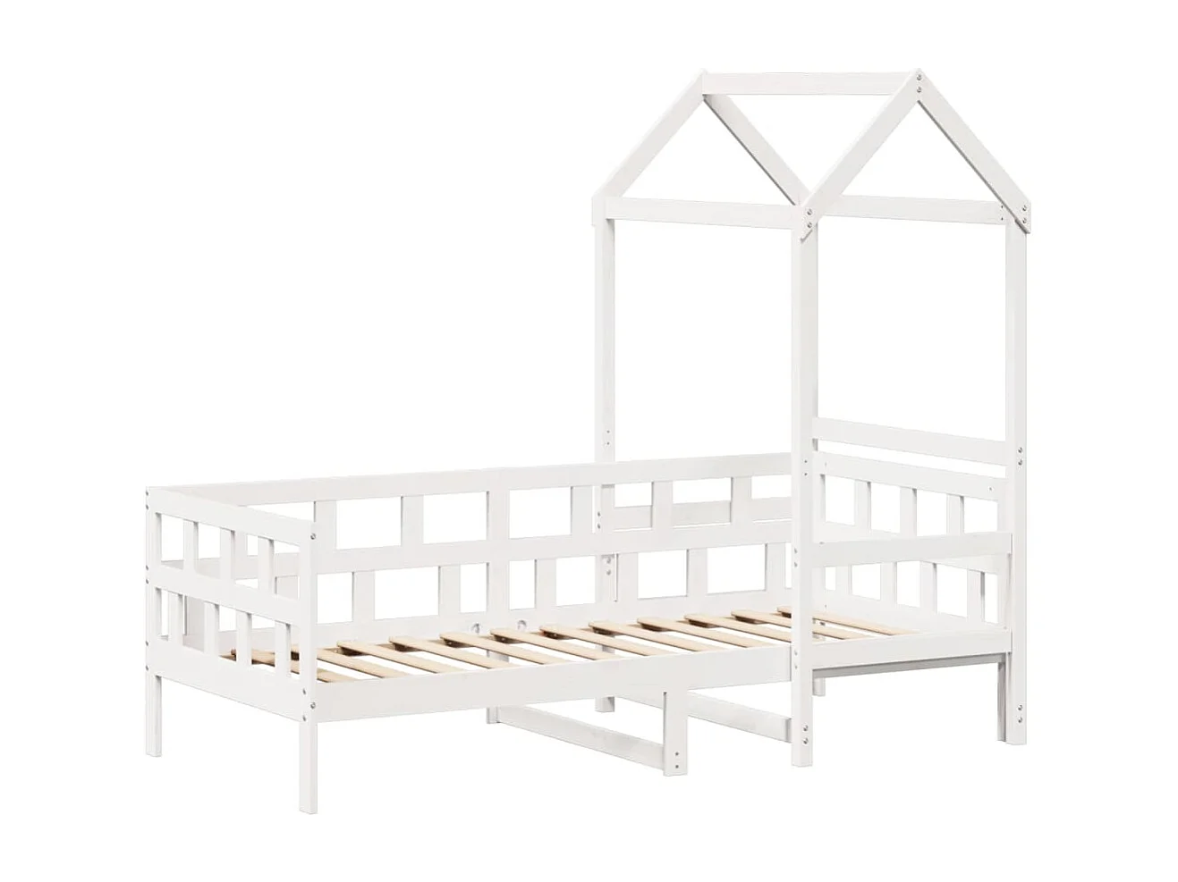 Berkfield Day Bed with Roof without Mattress White 80x200 cm Solid Wood