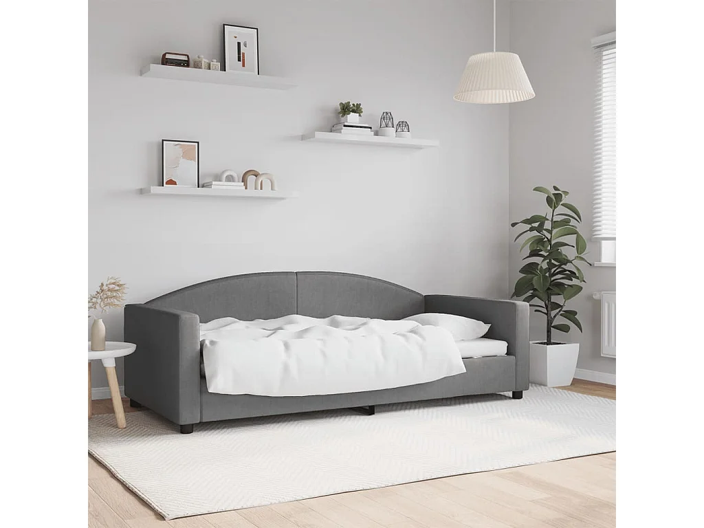 Berkfield Day Bed without Mattress Dark Grey 90x190 cm Single Fabric