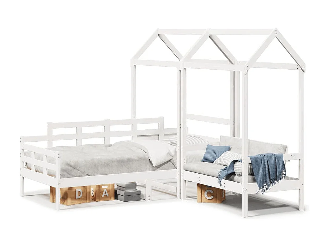 Berkfield Day Bed and Bench Set with Roof without Mattress White 80x200 cm