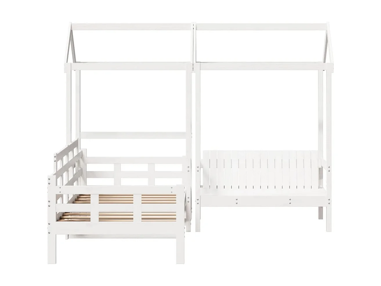 Berkfield Day Bed and Bench Set with Roof without Mattress White 80x200 cm