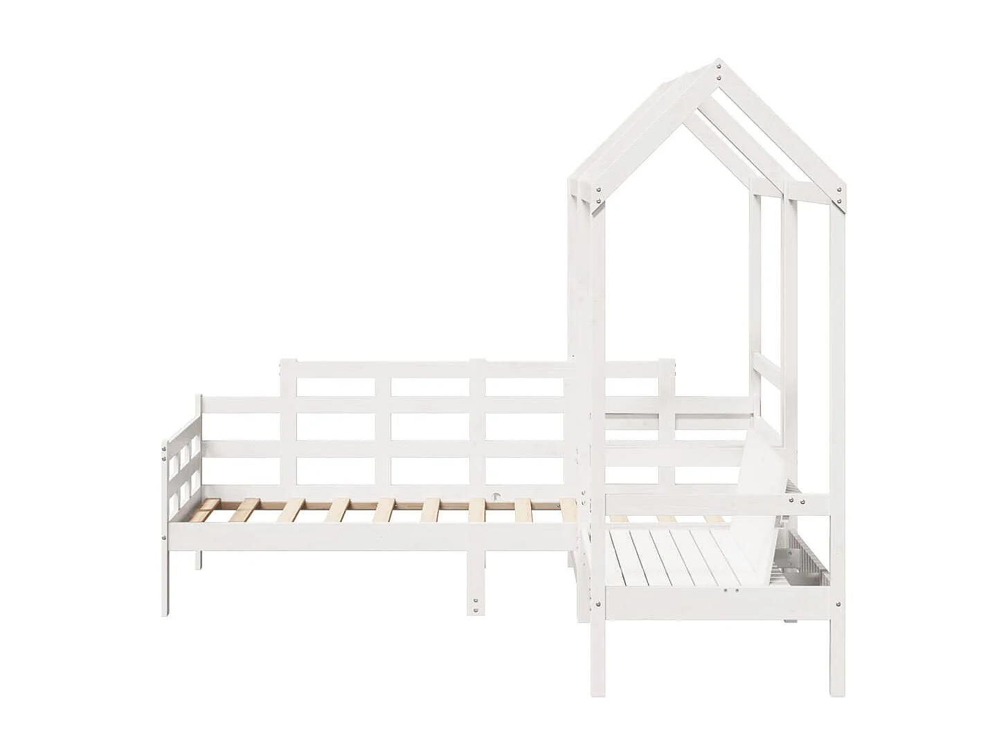 Berkfield Day Bed and Bench Set with Roof without Mattress White 80x200 cm