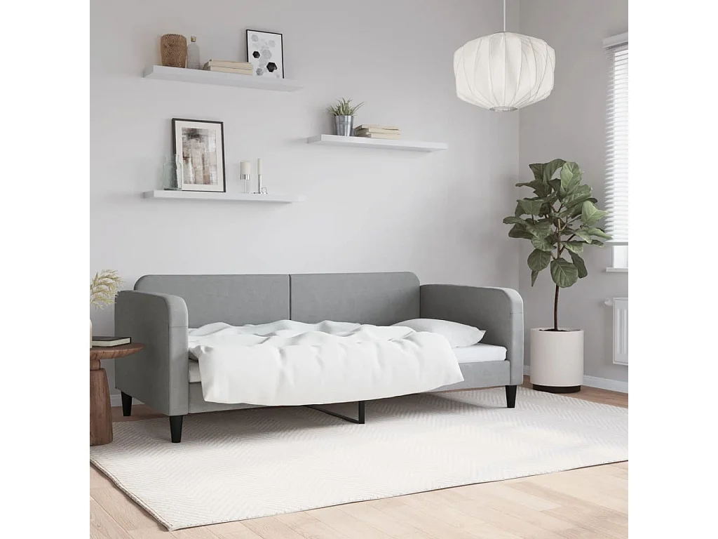 Berkfield Day Bed without Mattress Light Grey 90x190 cm Single Fabric