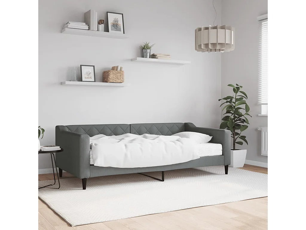 Berkfield Daybed with Mattress Dark Grey 90x190 cm Fabric