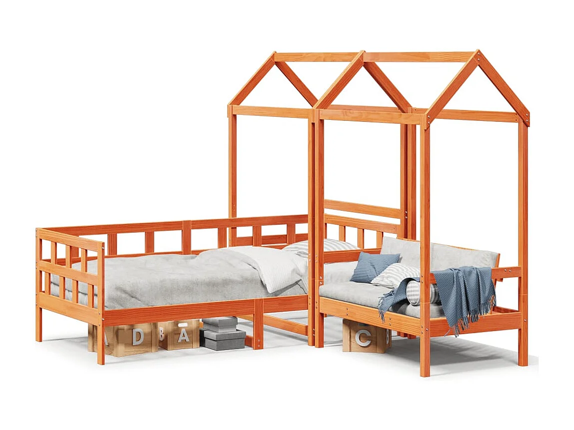 Berkfield Day Bed Set with Roof without Mattress Wax Brown 90x200 cm