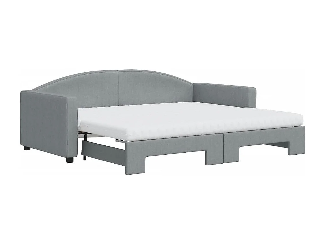 Berkfield Daybed with Trundle and Mattresses Light Grey 90x190 cm Fabric