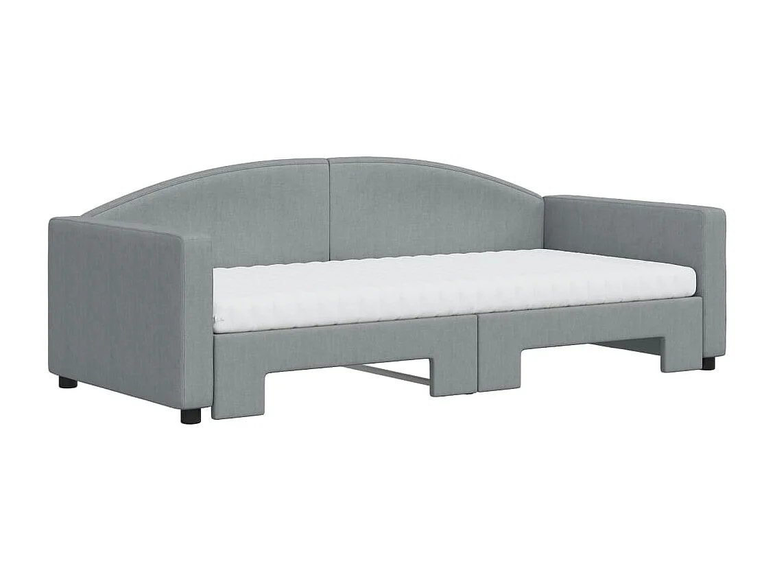 Berkfield Daybed with Trundle and Mattresses Light Grey 90x190 cm Fabric