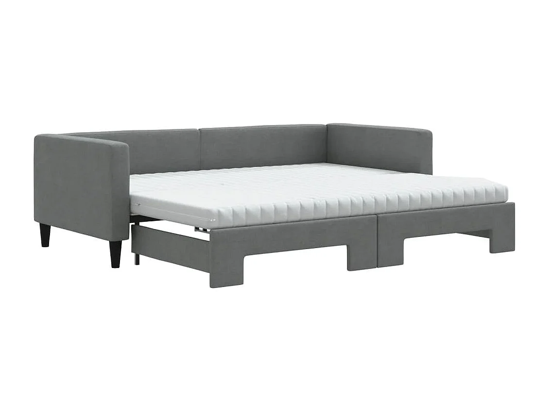 Berkfield Daybed with Trundle and Mattresses Dark Grey 90x190 cm Fabric