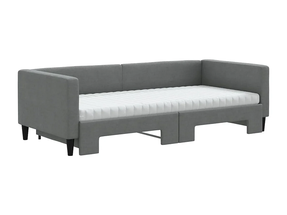 Berkfield Daybed with Trundle and Mattresses Dark Grey 90x190 cm Fabric