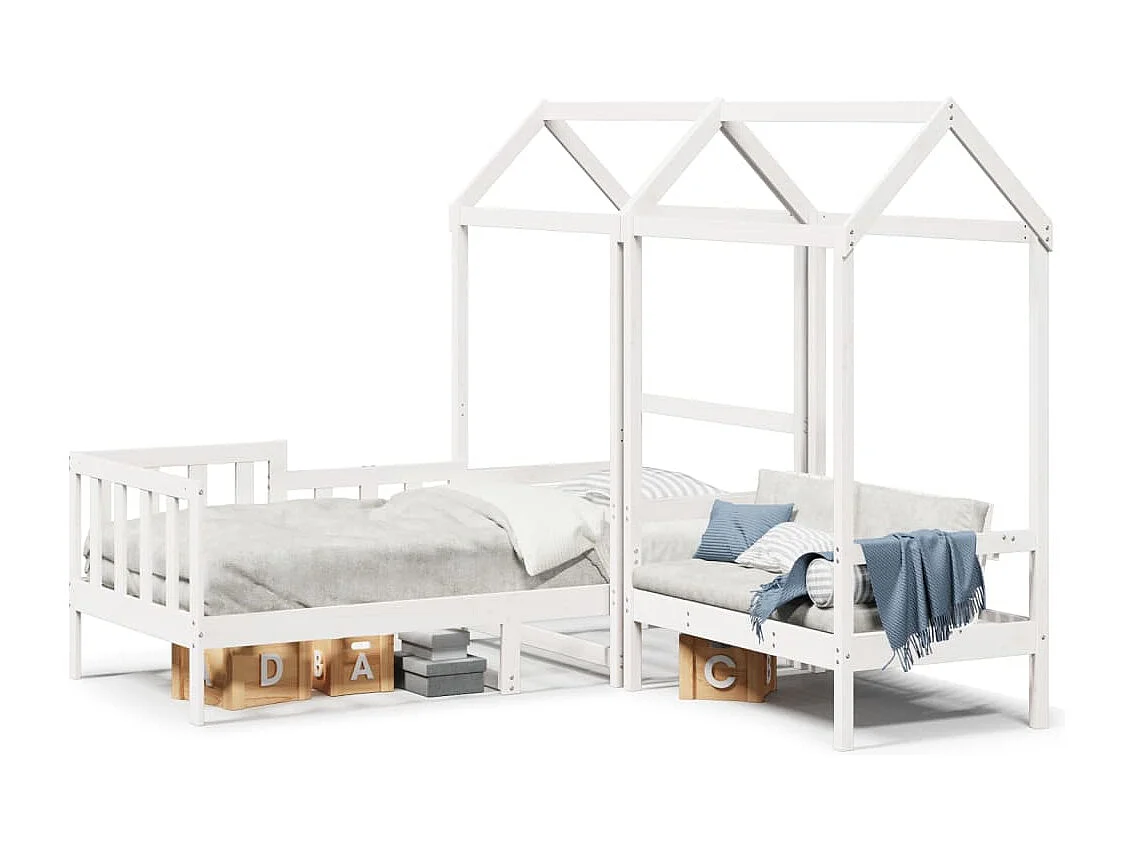 Berkfield Day Bed and Bench Set with Roof without Mattress White 80x200 cm
