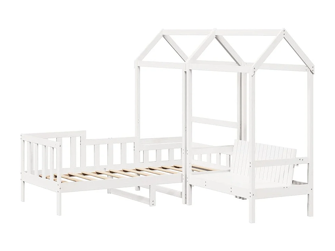 Berkfield Day Bed and Bench Set with Roof without Mattress White 80x200 cm