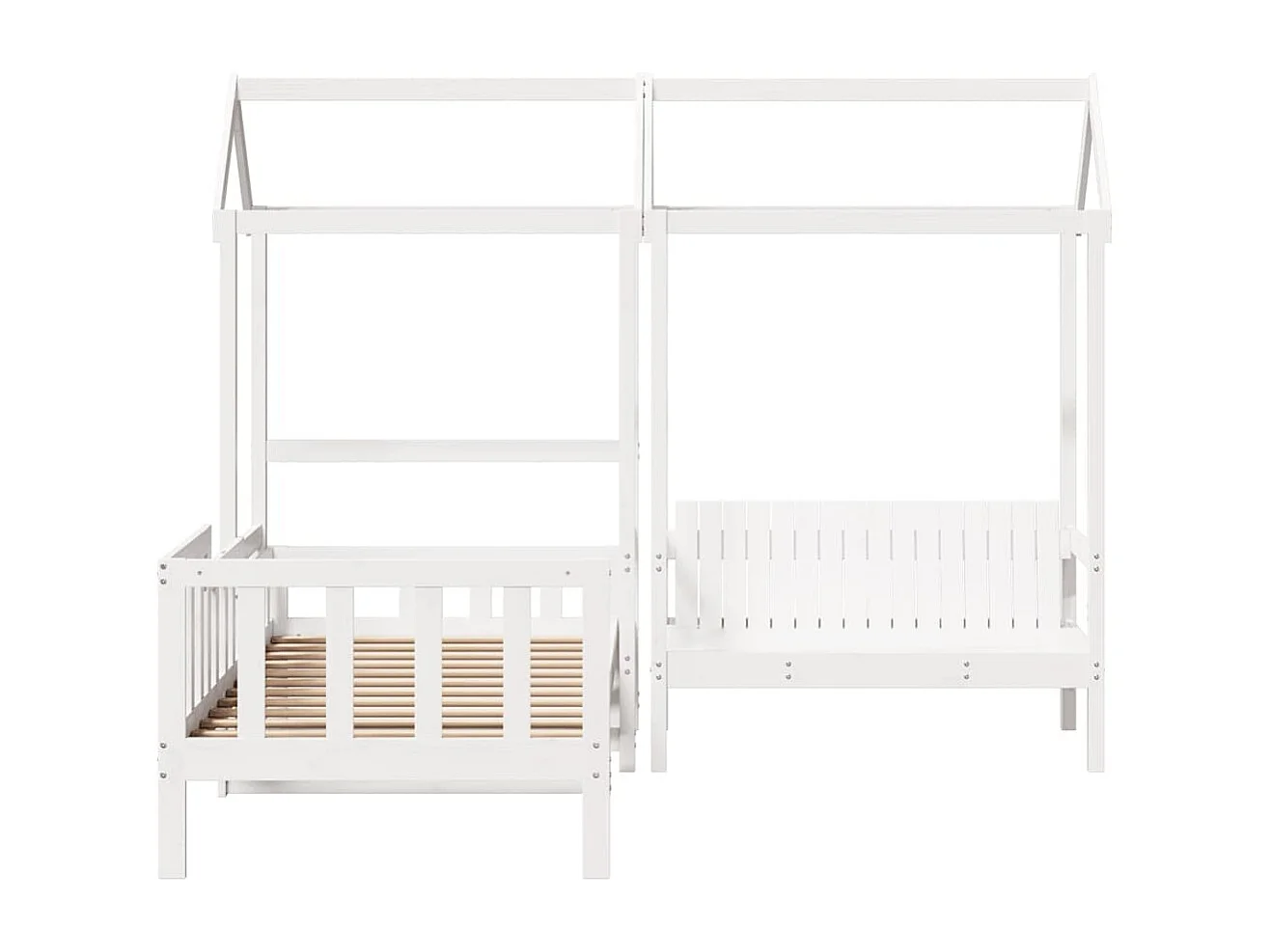 Berkfield Day Bed and Bench Set with Roof without Mattress White 80x200 cm
