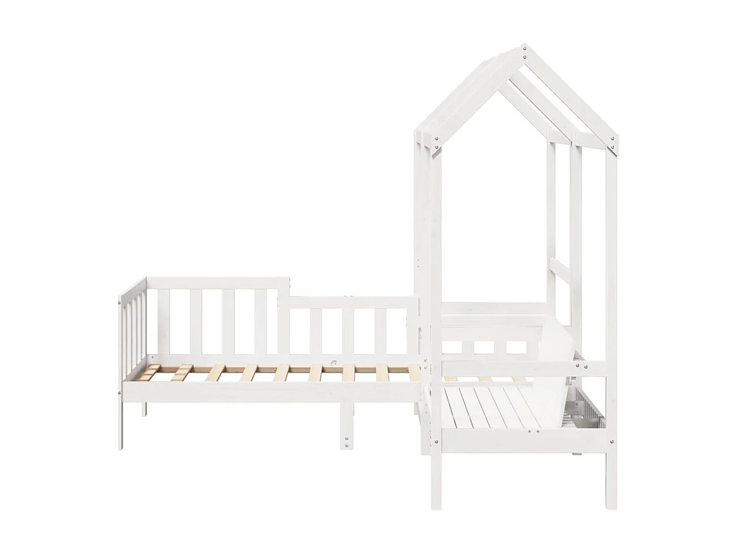 Berkfield Day Bed and Bench Set with Roof without Mattress White 80x200 cm