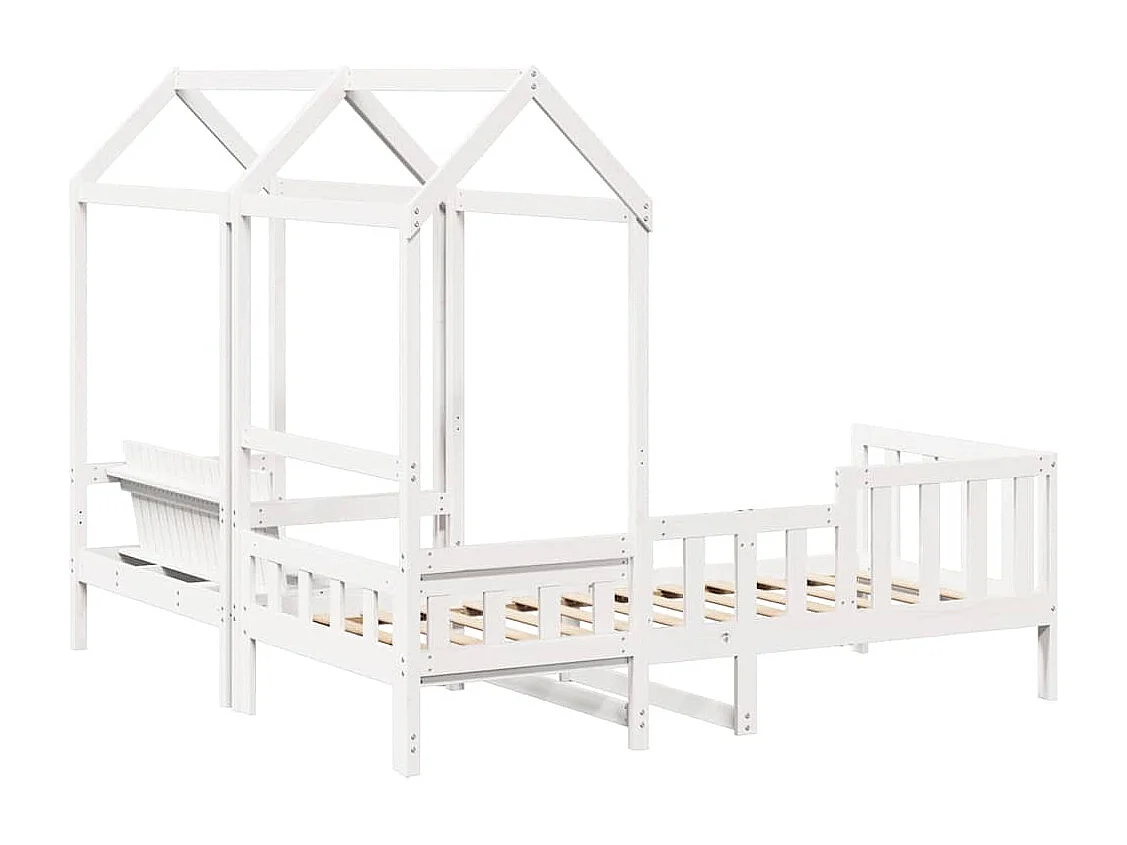 Berkfield Day Bed and Bench Set with Roof without Mattress White 80x200 cm