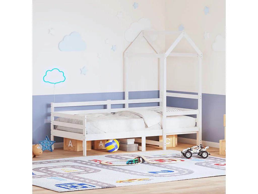 Berkfield Day Bed with Roof without Mattress White 80x200 cm Solid Wood