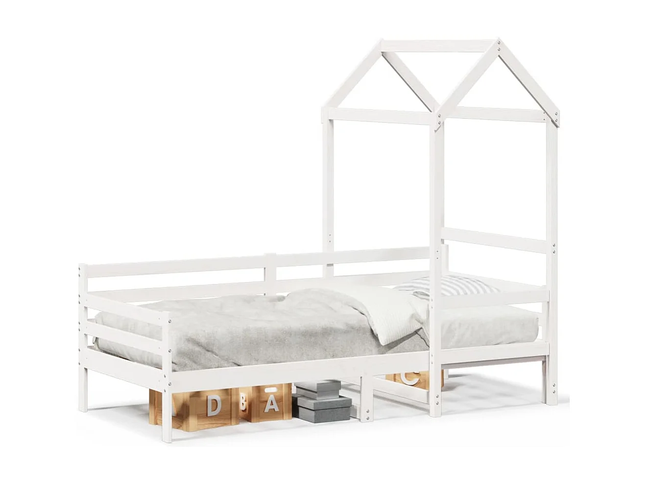 Berkfield Day Bed with Roof without Mattress White 80x200 cm Solid Wood