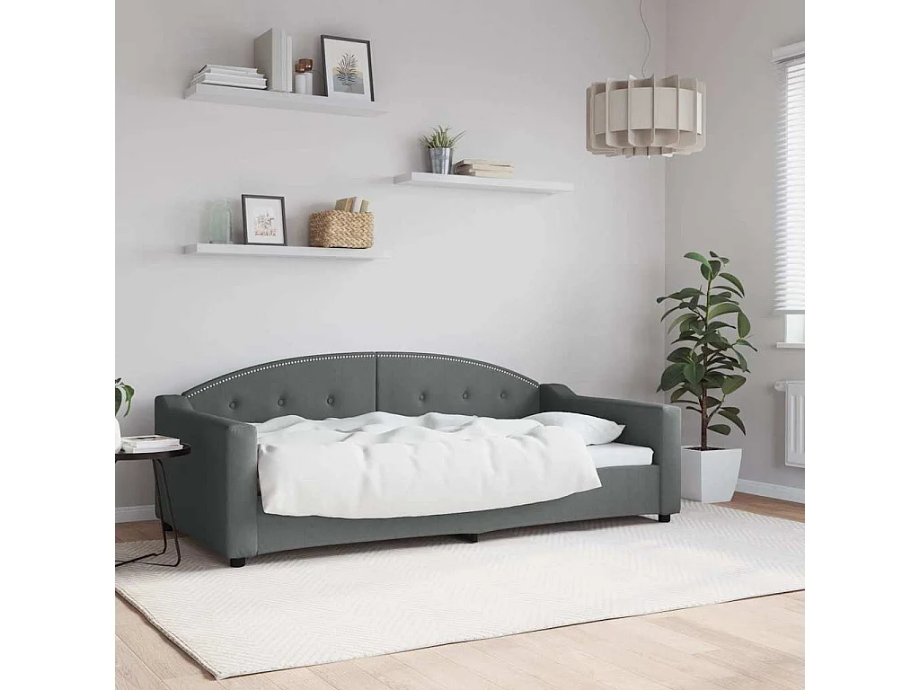 Berkfield Day Bed without Mattress Dark Grey 90x190 cm Single Fabric