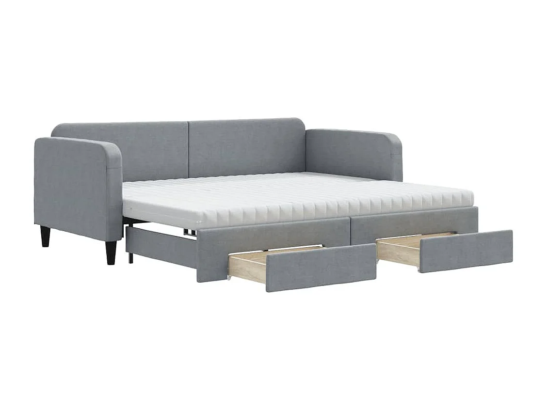 Berkfield Daybed with Trundle and Drawers Light Grey 90x190 cm Fabric