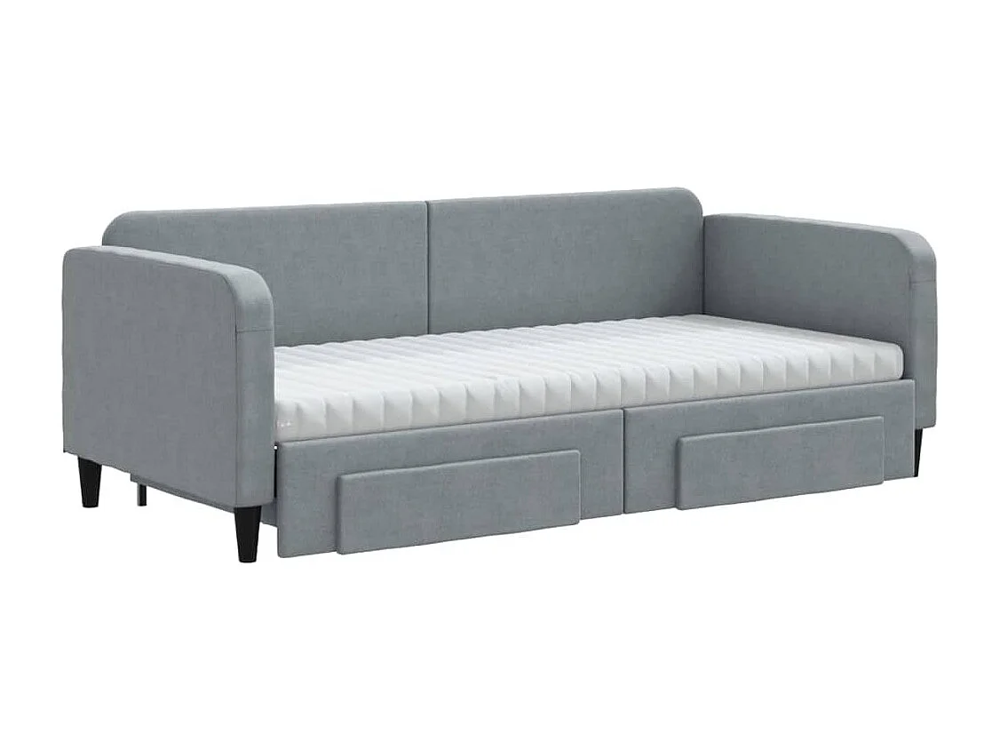 Berkfield Daybed with Trundle and Drawers Light Grey 90x190 cm Fabric