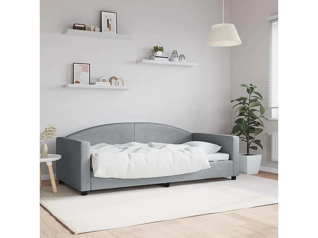 Berkfield Day Bed without Mattress Light Grey 90x190 cm Single Fabric