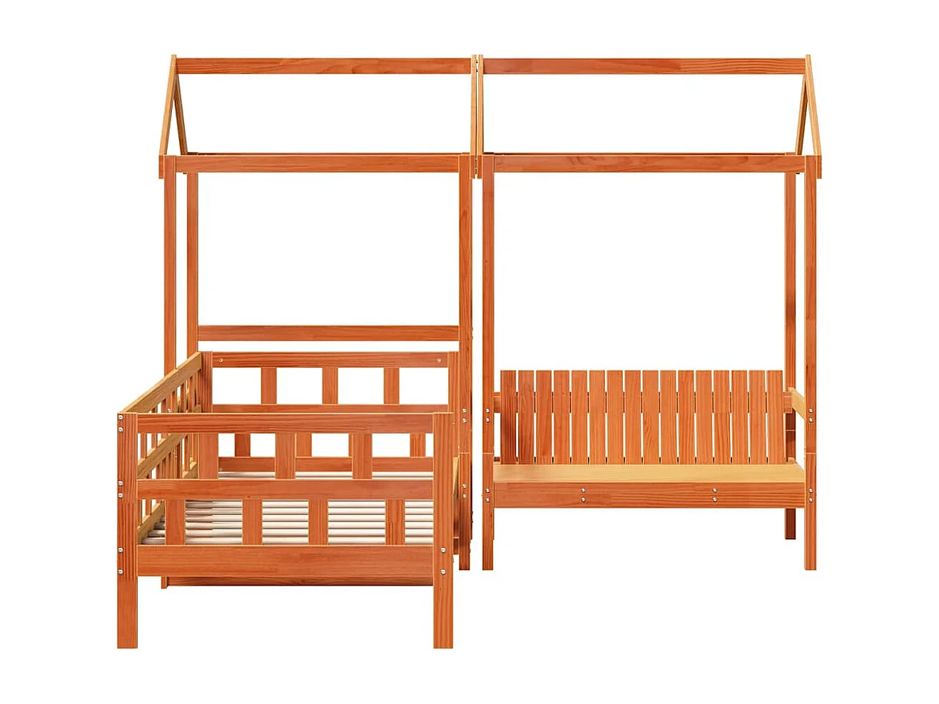 Berkfield Day Bed Set with Roof without Mattress Wax Brown 80x200 cm