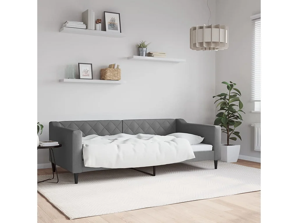 Berkfield Day Bed without Mattress Dark Grey 90x190 cm Single Fabric
