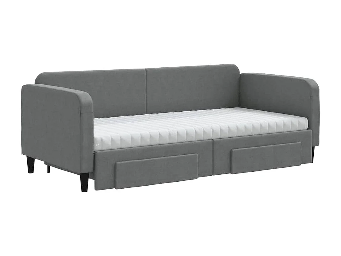 Berkfield Daybed with Trundle and Drawers Dark Grey 90x190 cm Fabric